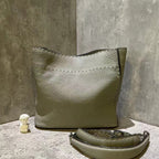 Fendi Olive Leather Tote Large