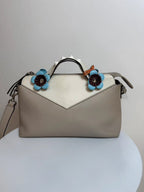 Fendi By The Way Beige Leather Flower Applique Handbag Medium