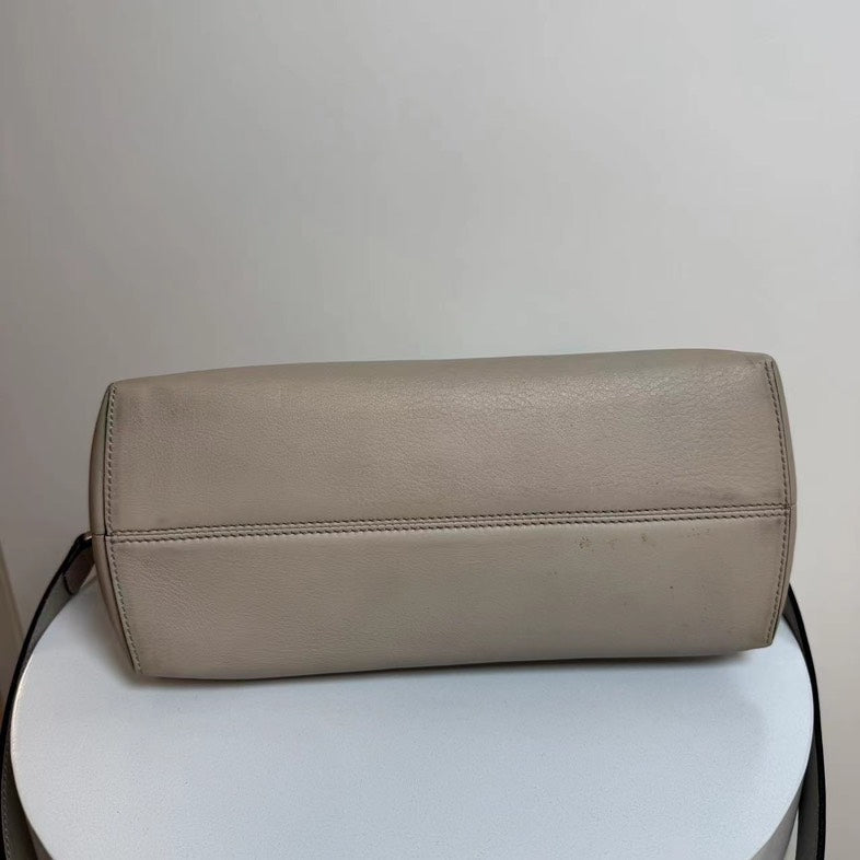 Fendi By The Way Beige Leather Flower Applique Handbag Medium