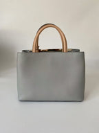 Fendi Peekaboo Beige Gray Black Leather Studded Handbag Medium