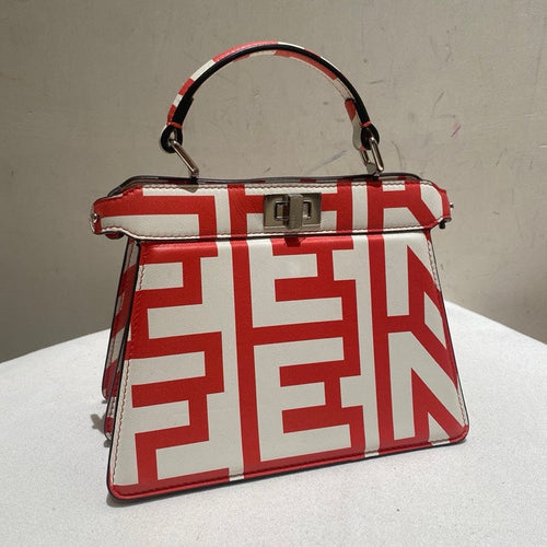 Fendi Peekaboo Limited Edition Red White Leather Bag Medium 2023