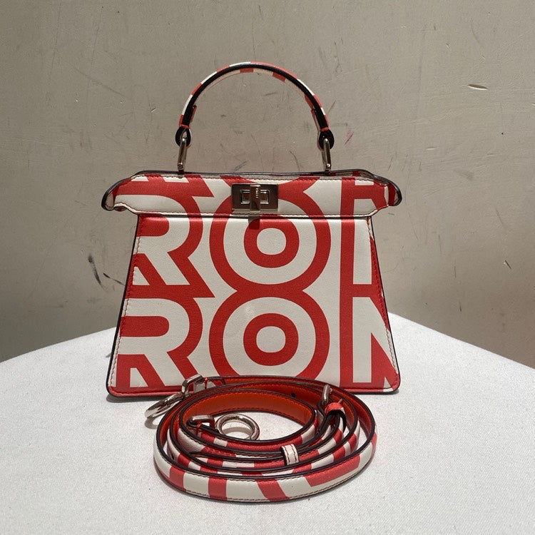 Fendi Peekaboo Limited Edition Red White Leather Bag Medium 2023
