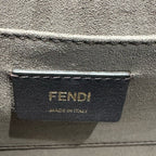 Fendi Kan I F Medium Beige Leather Shoulder Bag 25x19x9cm