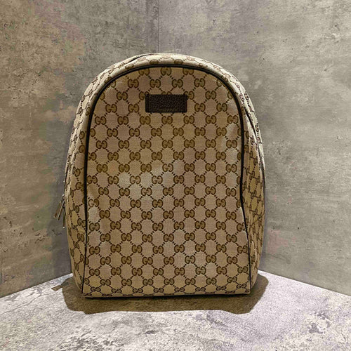 Gucci Monogram Beige Canvas Backpack Bag Medium