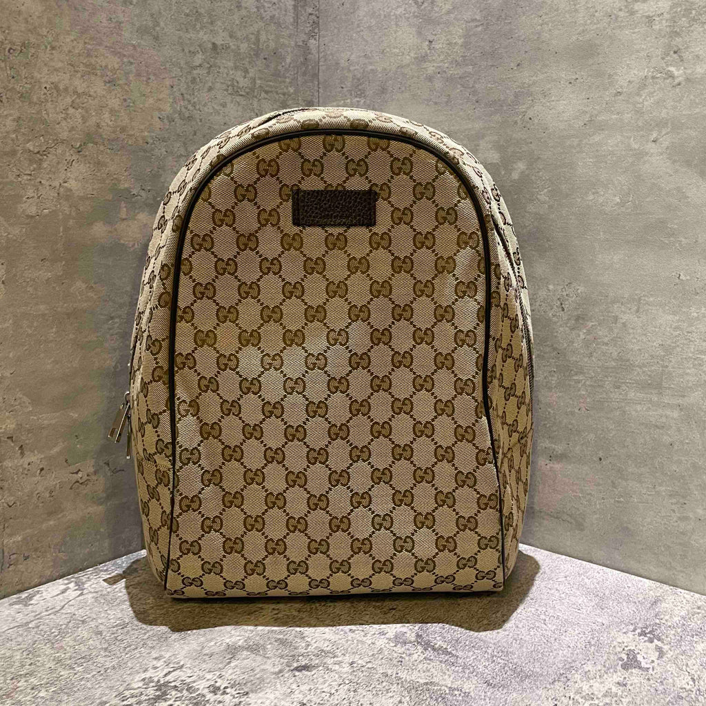 Gucci Monogram Beige Canvas Backpack Bag Medium