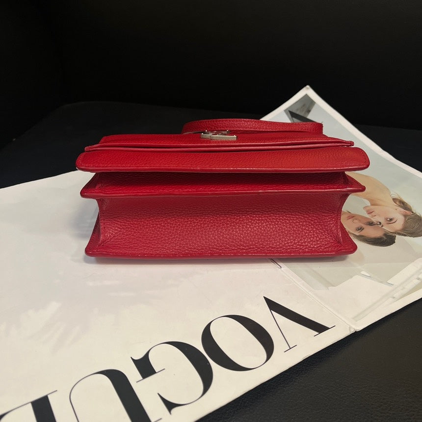 Saint Laurent YSL Red Silver Crossbody Bag