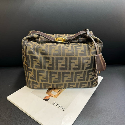 Fendi Zucca Canvas Brown Handbag 26x15x15cm
