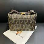 Fendi Zucca Canvas Brown Handbag 26x15x15cm