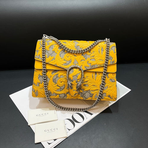 Gucci Dionysus Yellow Canvas Leather Chain Shoulder Bag Limited Edition Small