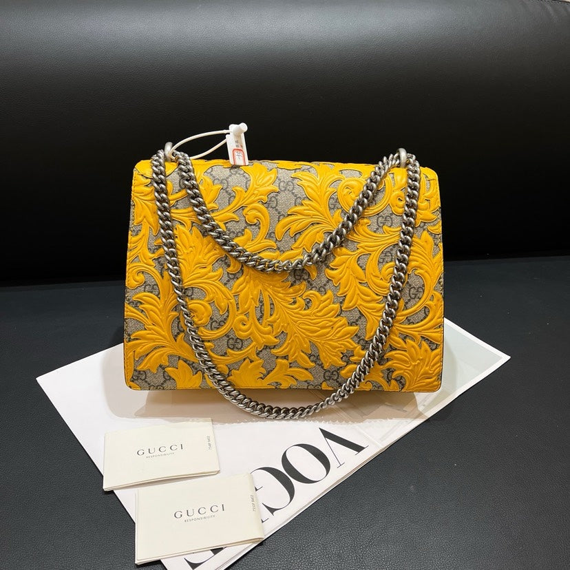 Gucci Dionysus Yellow Canvas Leather Chain Shoulder Bag Limited Edition Small