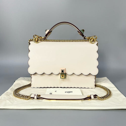 Fendi Kan I Medium White Leather Bag with Detachable Handle