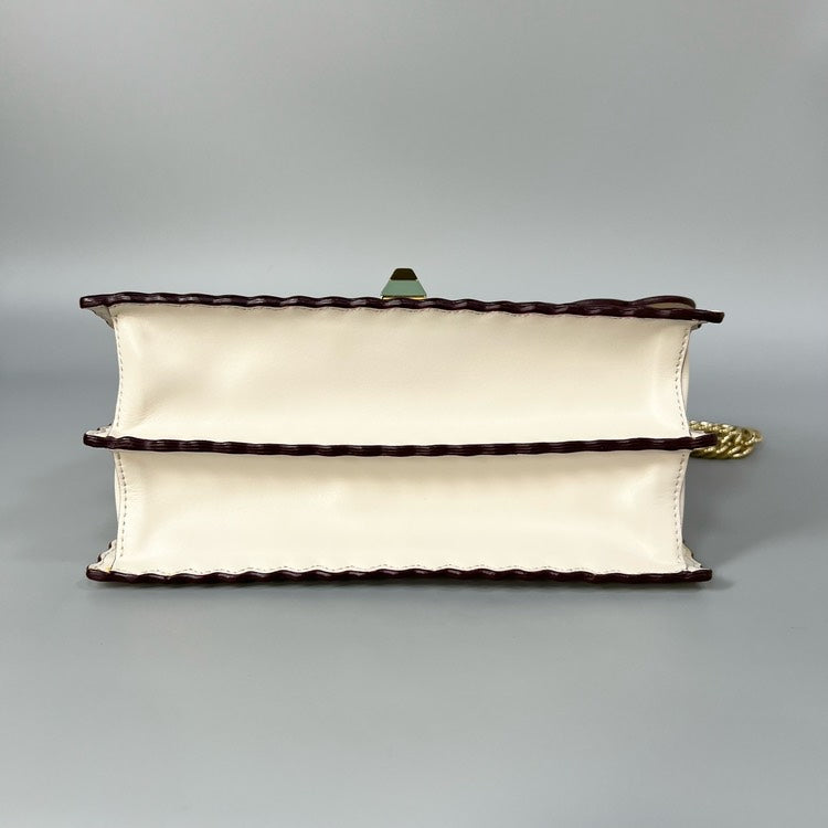 Fendi Kan I Medium White Leather Bag with Detachable Handle