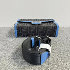 Fendi Kan I Black Blue Canvas Shoulder Bag