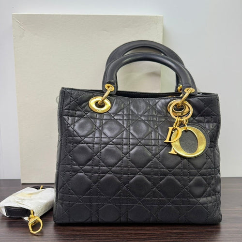Dior Lady Dior Lambskin Medium Black 2way Bag