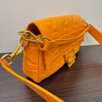 Fendi Zucca Orange Leather Baguette 2way Bag