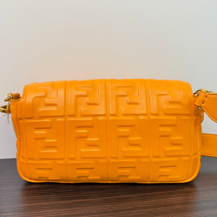 Fendi Zucca Orange Leather Baguette 2way Bag