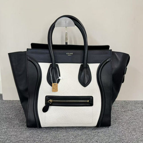 Celine Luggage Bag Black White Tote