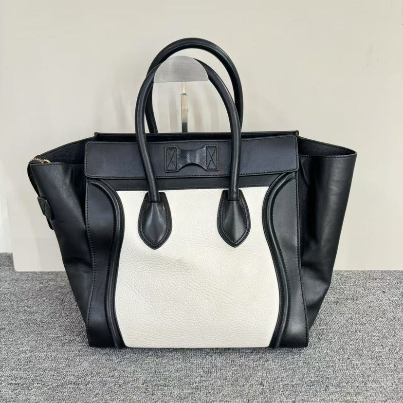 Celine Luggage Bag Black White Tote