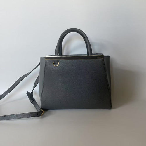 Fendi Petite 2Jours Gray Leather Tote Bag