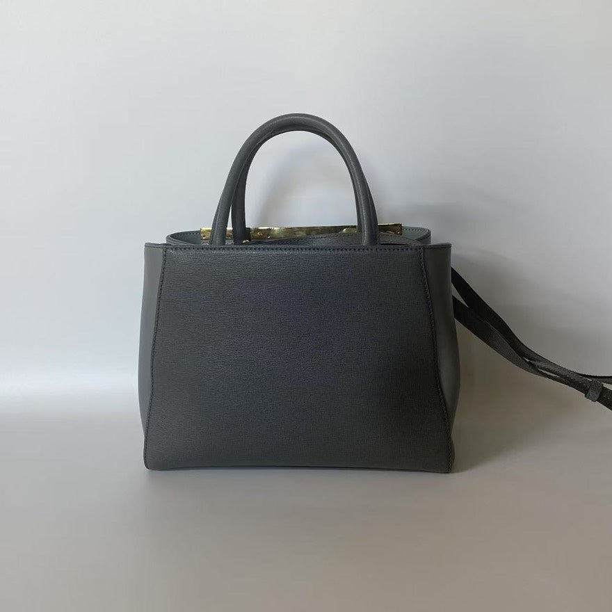 Fendi Petite 2Jours Gray Leather Tote Bag