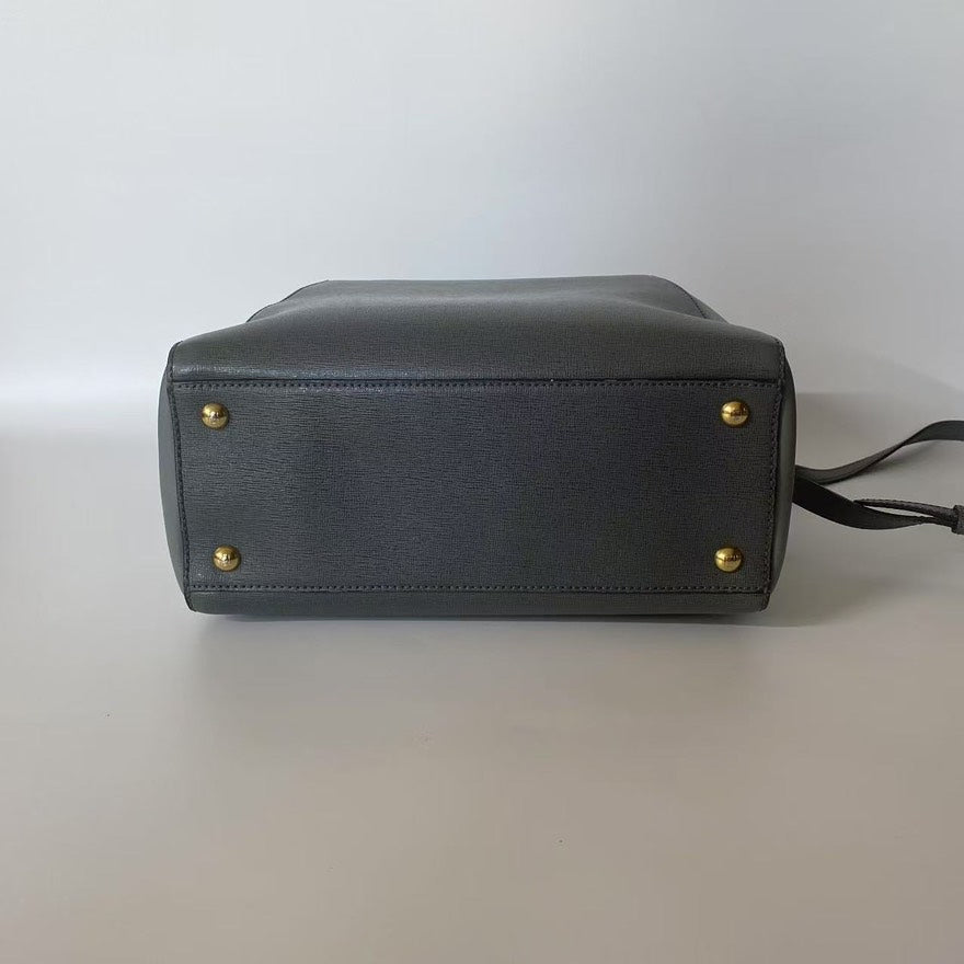 Fendi Petite 2Jours Gray Leather Tote Bag