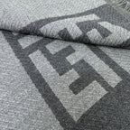 Fendi Gray Wool Logo Scarf