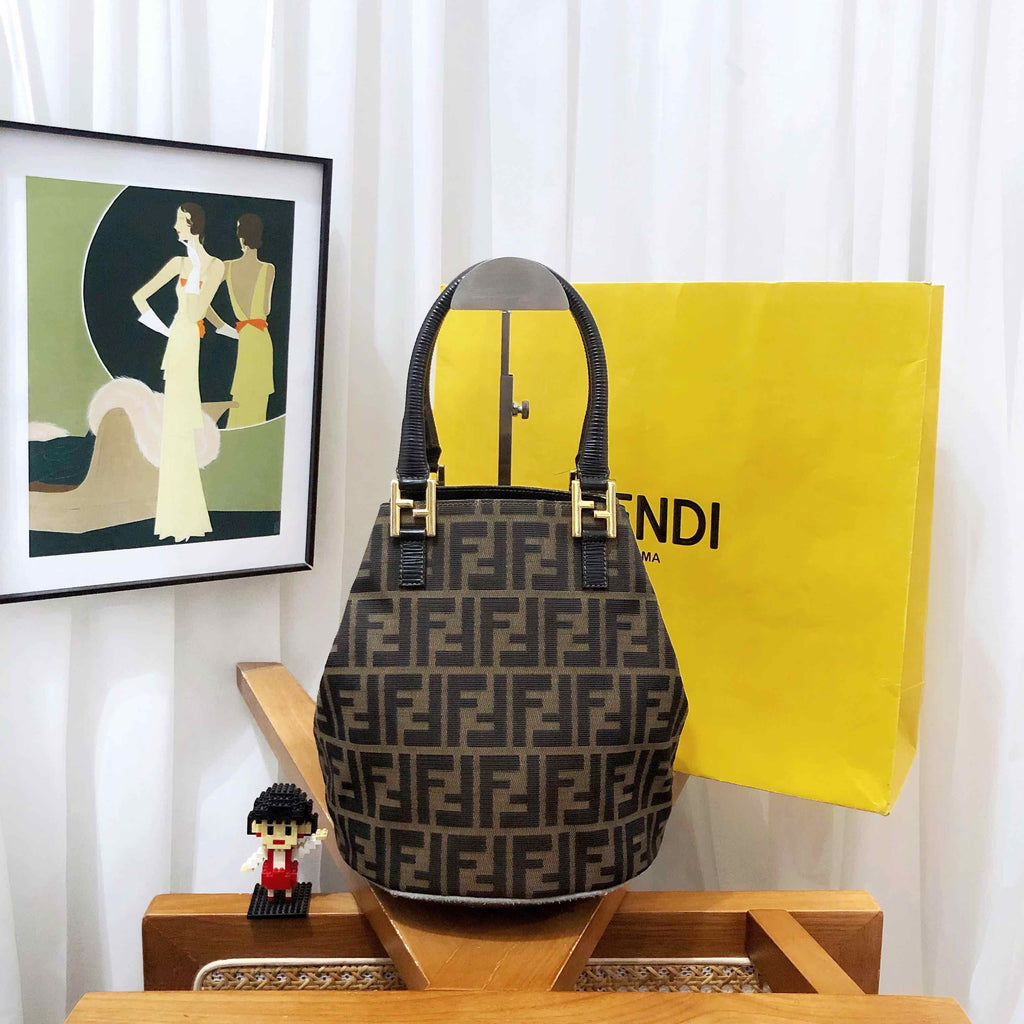 Fendi Vintage Zucca Canvas Bucket Bag Brown