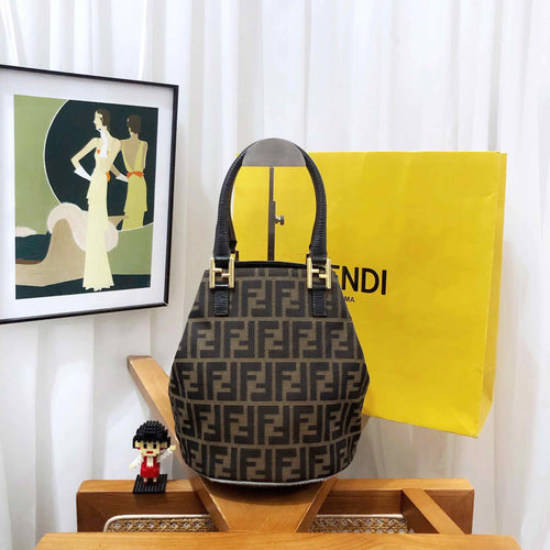 Fendi Vintage Zucca Canvas Bucket Bag Brown