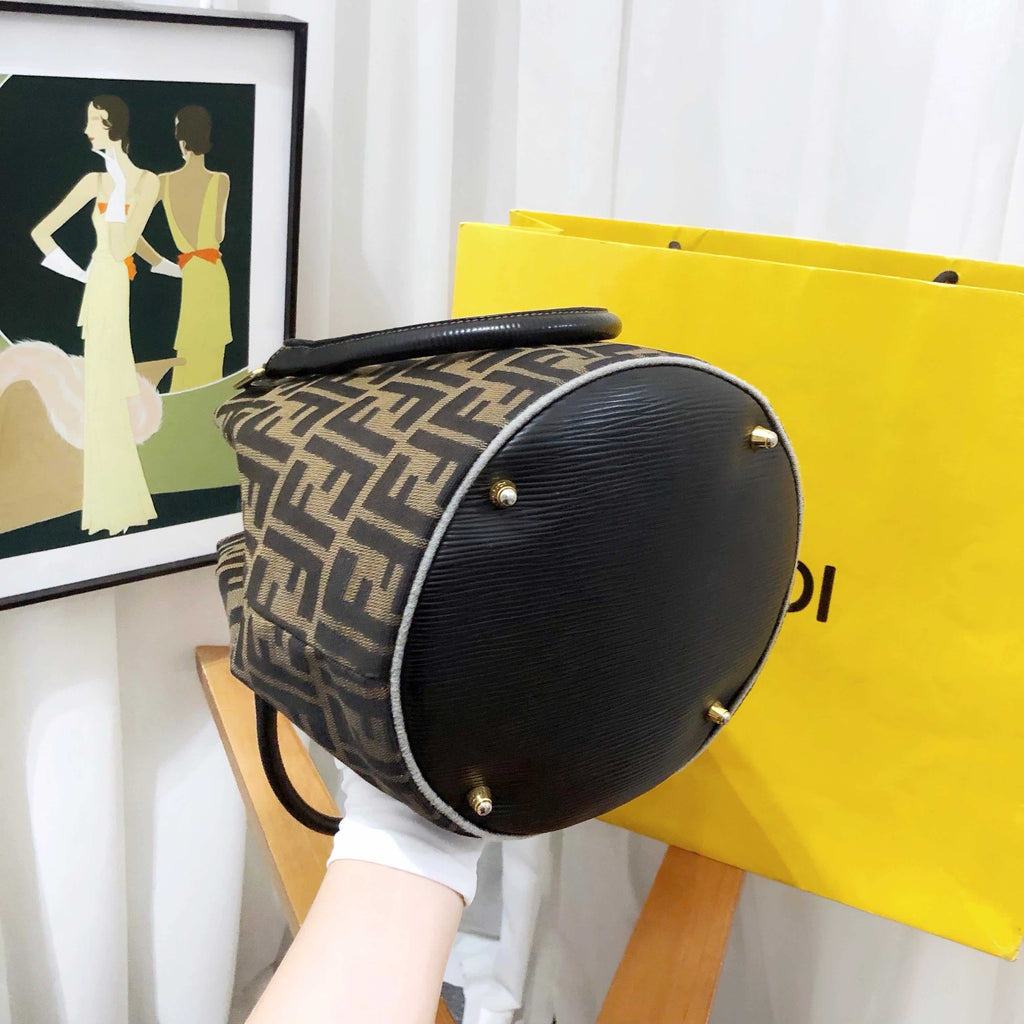 Fendi Vintage Zucca Canvas Bucket Bag Brown