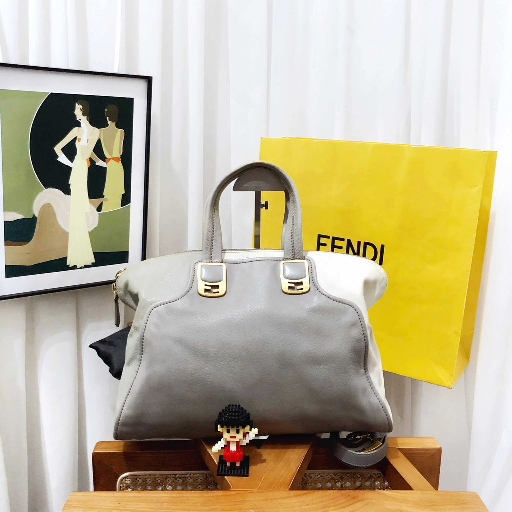 Fendi 2Jours Dove Gray Tote Bag