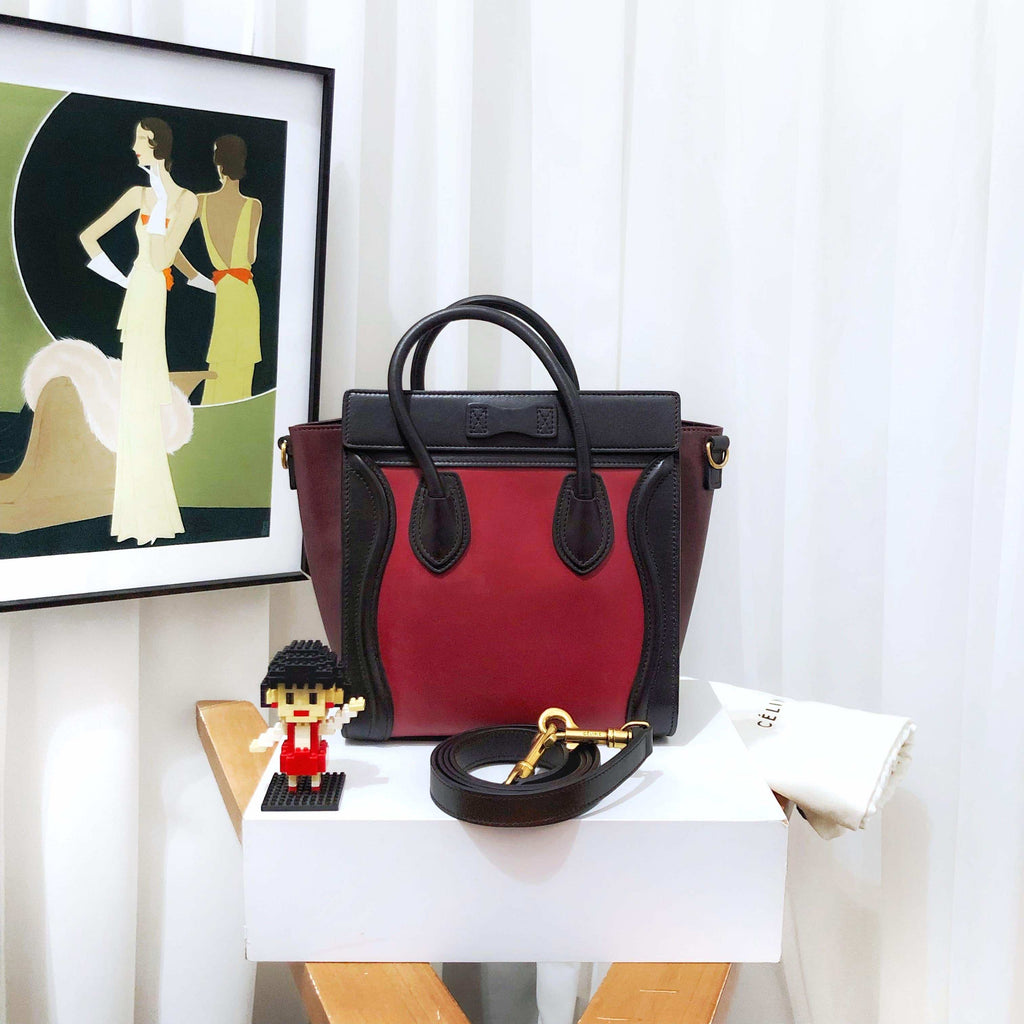 Celine Nano Two-Way Bag Red and Black