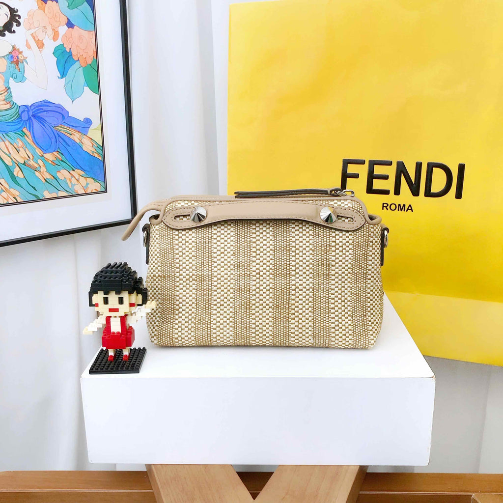 Fendi By The Way Floral Embellished Beige Tote Bag
