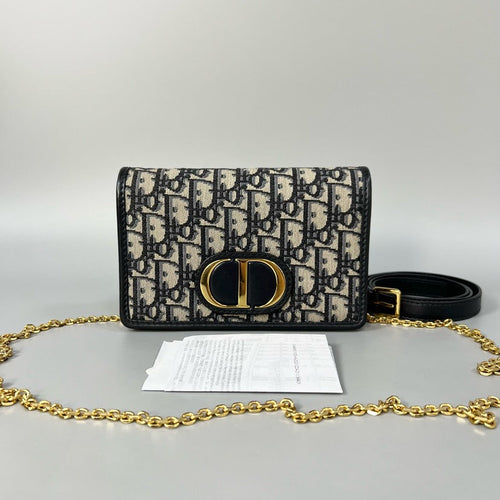 Dior Oblique Bum Bag Black and Beige Wallet on Chain