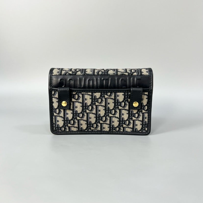 Dior Oblique Bum Bag Black and Beige Wallet on Chain