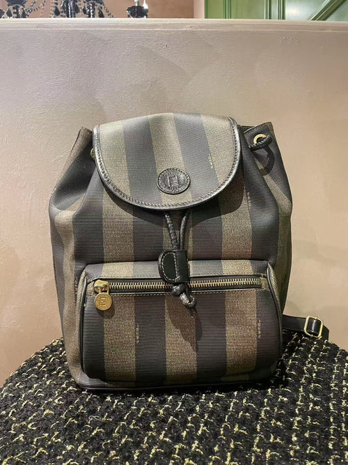 Fendi Vintage Striped Grey Backpack