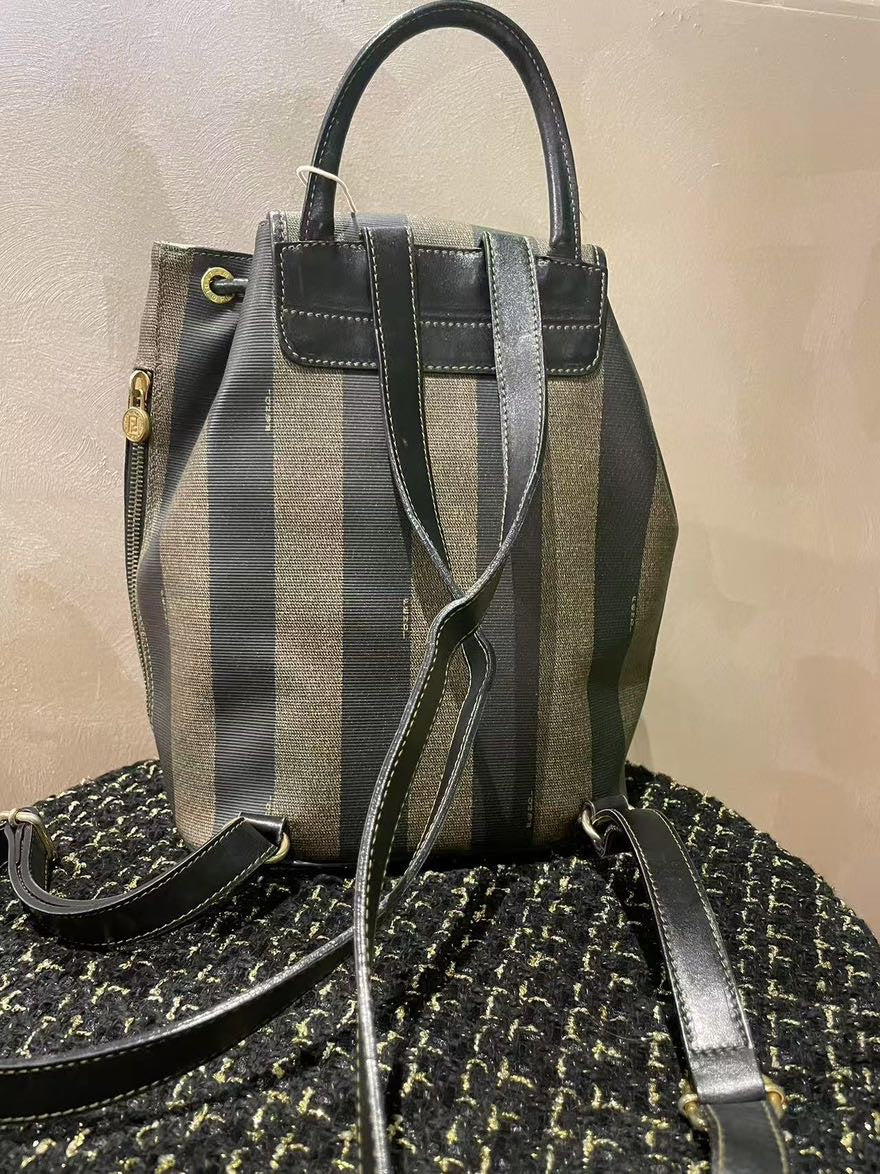 Fendi Vintage Striped Grey Backpack