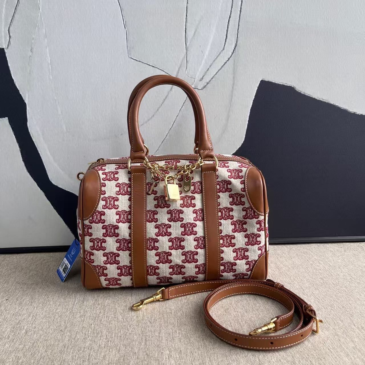 Celine Boston Two-Way Bag in Brown Monogram Canvas