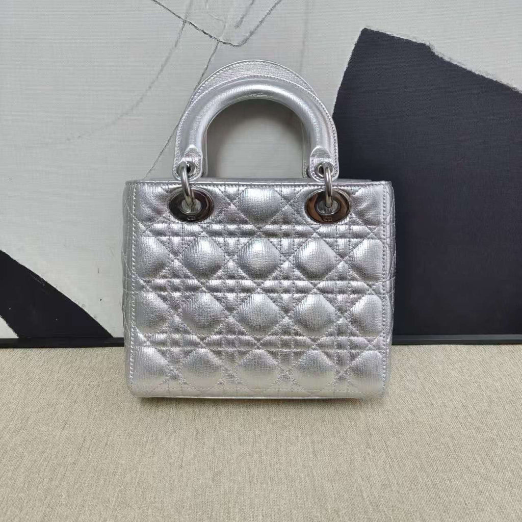 Dior Lady Bag Silver Top Handle Bag