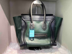 CELINE Luggage Smiling Face Bag in Green and Black Leather