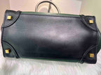 CELINE Luggage Smiling Face Bag in Green and Black Leather