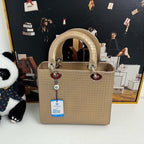 Lady Dior  Top Handle Bag in Gold Canvas - No Strap 11683897