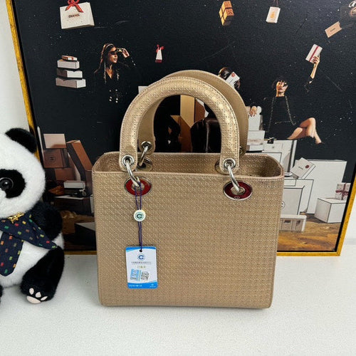 Lady Dior  Top Handle Bag in Gold Canvas - No Strap 11683897