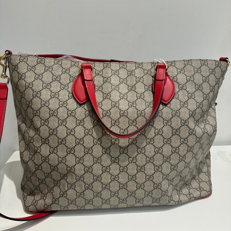 Gucci Ophidia Beige Canvas Shoulder Bag with Snake Heart Motif