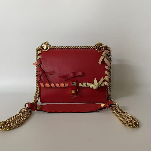 Fendi Two Ways Bag Red Leather Shoulder Bag