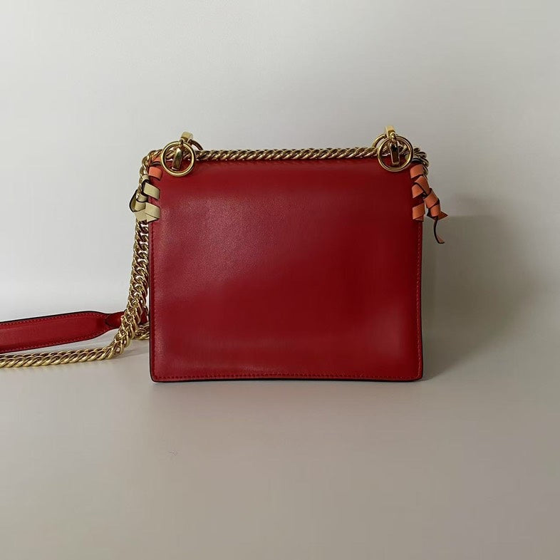 Fendi Two Ways Bag Red Leather Shoulder Bag