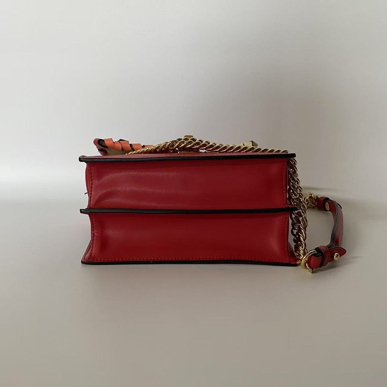Fendi Two Ways Bag Red Leather Shoulder Bag