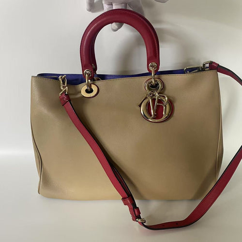 Dior VIP Beige and Red Top Handle Bag
