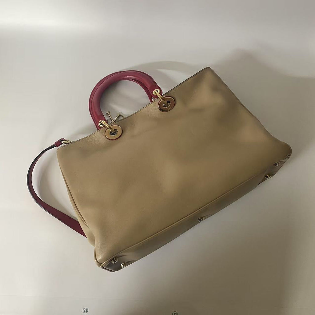 Dior VIP Beige and Red Top Handle Bag