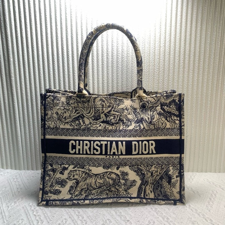 Christian Dior Book Tote Blue Canvas Bag