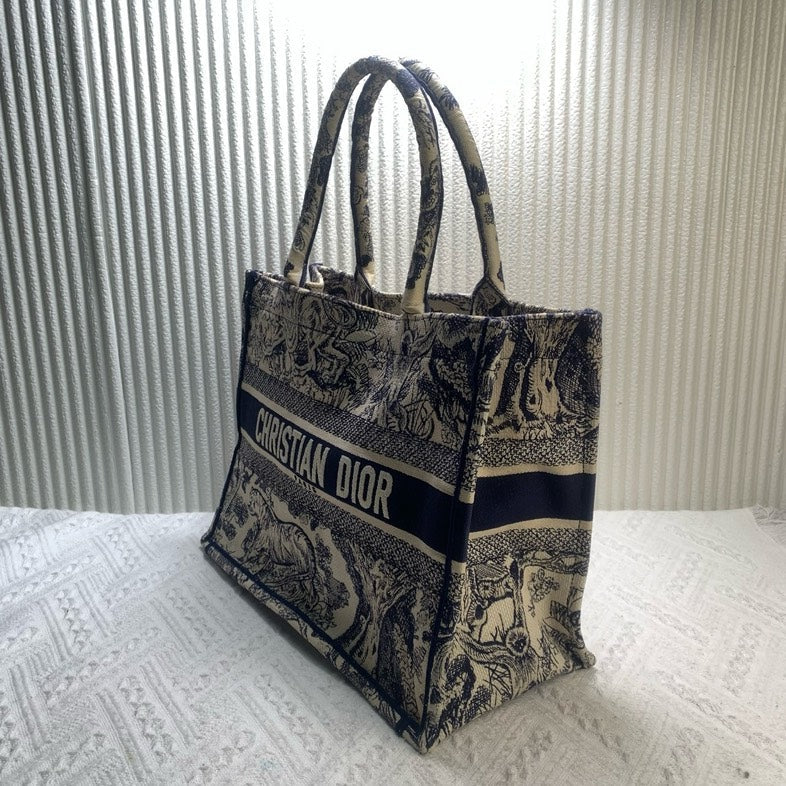 Christian Dior Book Tote Blue Canvas Bag